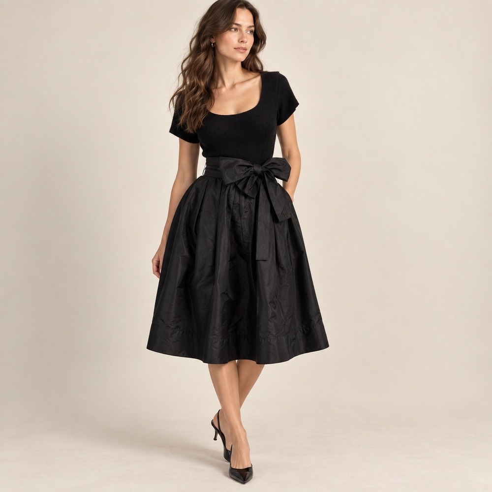 Maria Bianca Nero Dress Womens L Black Vintage 90s Silk Wool Cashmere Luxury LBD